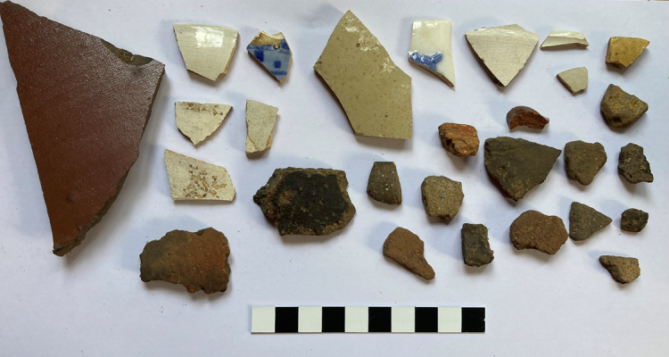 Pottery found at Girton College during an archaeological excavation