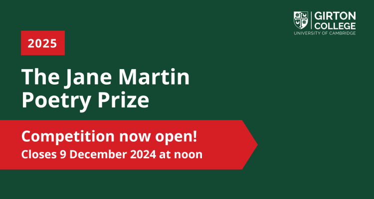 2025 The Jane Martin Poetry Prize. Competition now open! Closes 9 December 2024.